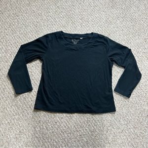 Chico's 3 Black Crewneck Long Sleeve Womens Large Basic Tee Cotton Stretch